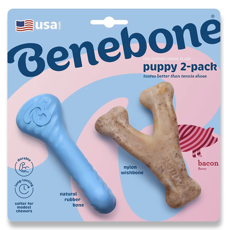 Benebone Puppy 2-Pack Wishbone and Rubber Bone