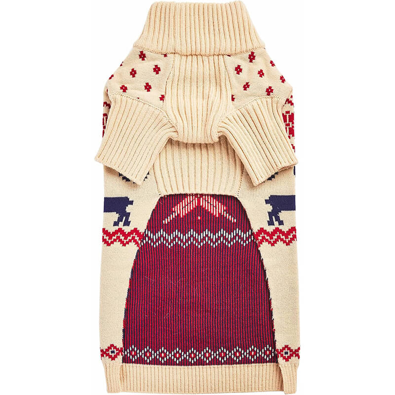 Blueberry Pet Dog Sweater Light Beige Reindeer