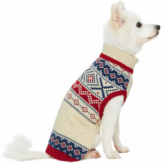 Blueberry Pet Fair Isle Dog Sweater Cream White