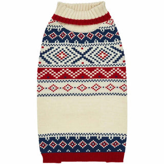 Blueberry Pet Fair Isle Dog Sweater Cream White