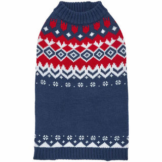 Blueberry Pet Fair Isle Dog Sweater Navy Blue