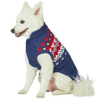 Blueberry Pet Fair Isle Dog Sweater Navy Blue