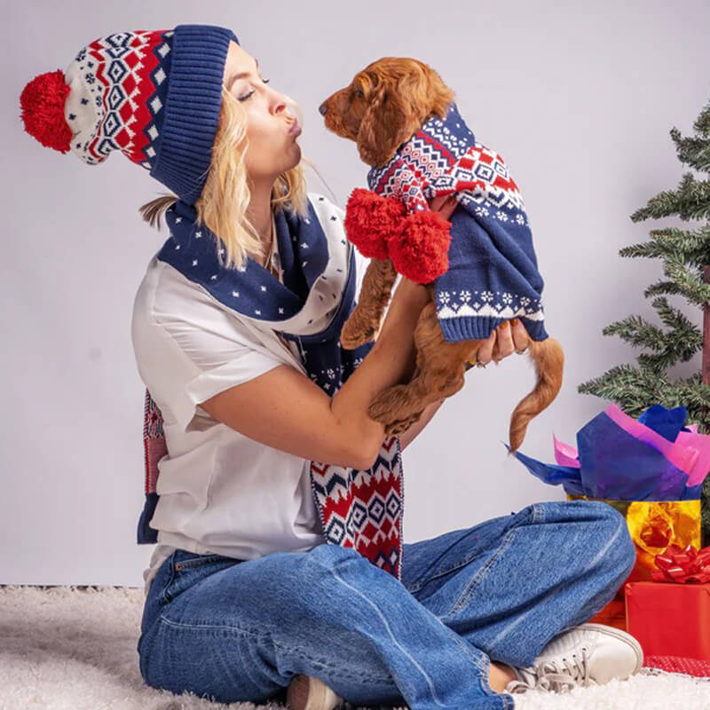 Blueberry Pet Fair Isle Dog Sweater Navy Blue