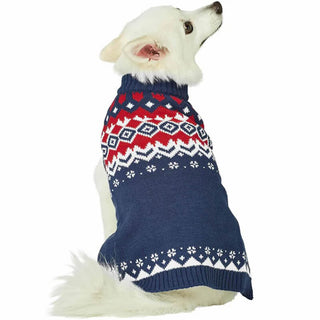 Blueberry Pet Fair Isle Dog Sweater Navy Blue