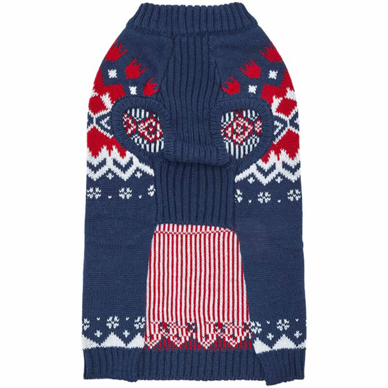 Blueberry Pet Fair Isle Dog Sweater Navy Blue