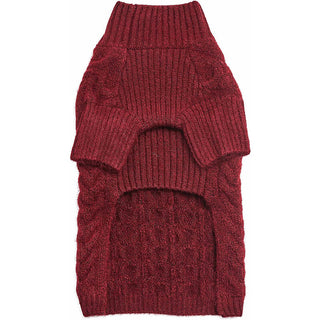 Blueberry Pet Fuzzy Knit Turtle-Neck Sweater Burgundy