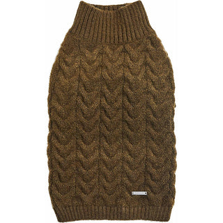Blueberry Pet Fuzzy Knit Turtle-Neck Sweater Dark Olive