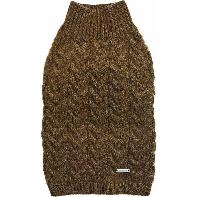 Blueberry Pet Fuzzy Knit Turtle-Neck Sweater Dark Olive