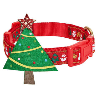 Blueberry Pet Holiday Christmas Tree & Snowman Collar with Christmas Tree Decor