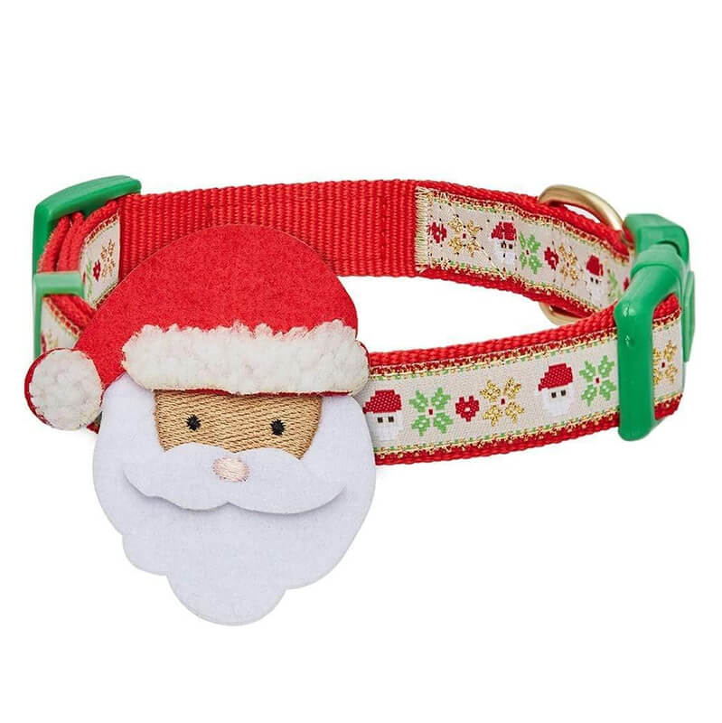 Blueberry Pet Holiday Santa Collar with Santa Decor