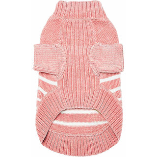 Blueberry Pet Soft Chenille Striped Sweater Dusty Rose