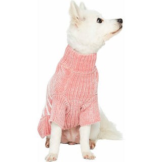 Blueberry Pet Soft Chenille Striped Sweater Dusty Rose
