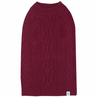 Blueberry Pet Wool Cable Knit Sweater Burgundy
