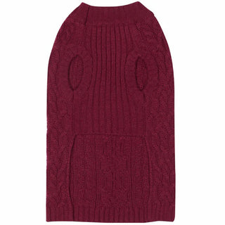 Blueberry Pet Wool Cable Knit Sweater Burgundy