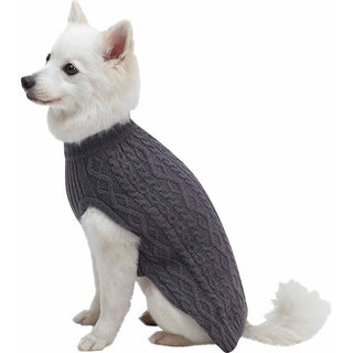 Blueberry Pet Wool Cable Knit Sweater Smoke Grey
