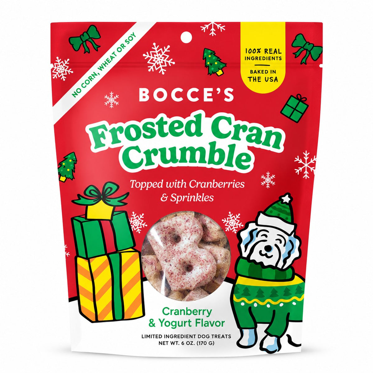 Bocce's Holiday Frosted Cran Crumble Soft & Chewy Treats