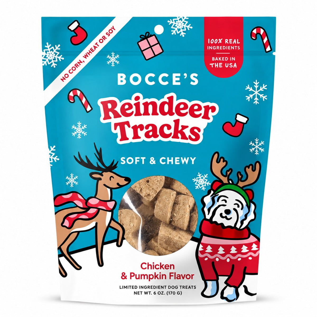Bocce's Holiday Reindeer Tracks Soft & Chewy Treats