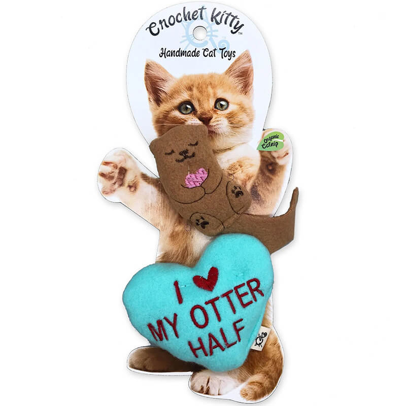Crochet Kitty Otter with Convo Heart Twin Pack Cat Toys