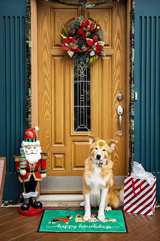 Pearhead Happy Howlidays Holiday Green Doormat
