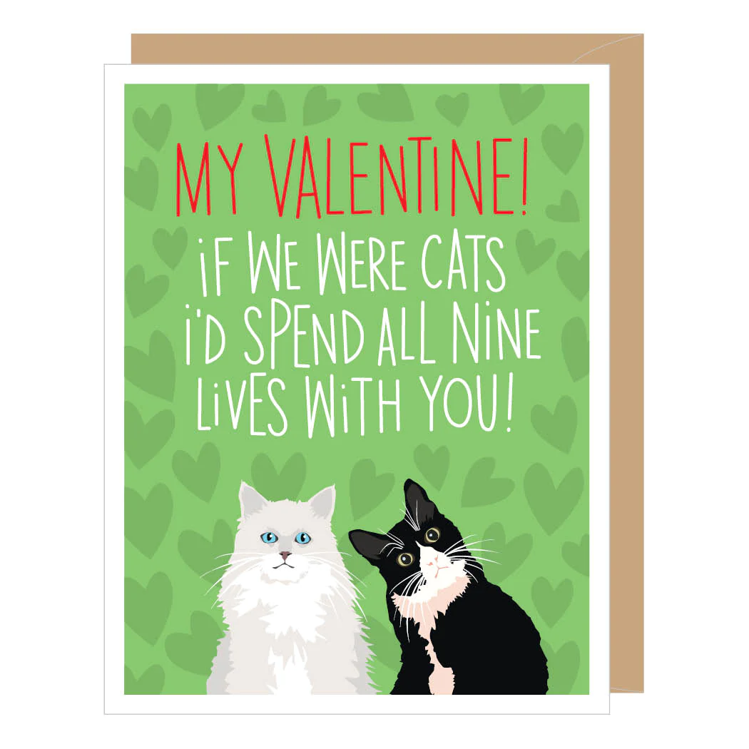 Apartment 2 Cards Valentines Day Card - Two Cats Nine Lives