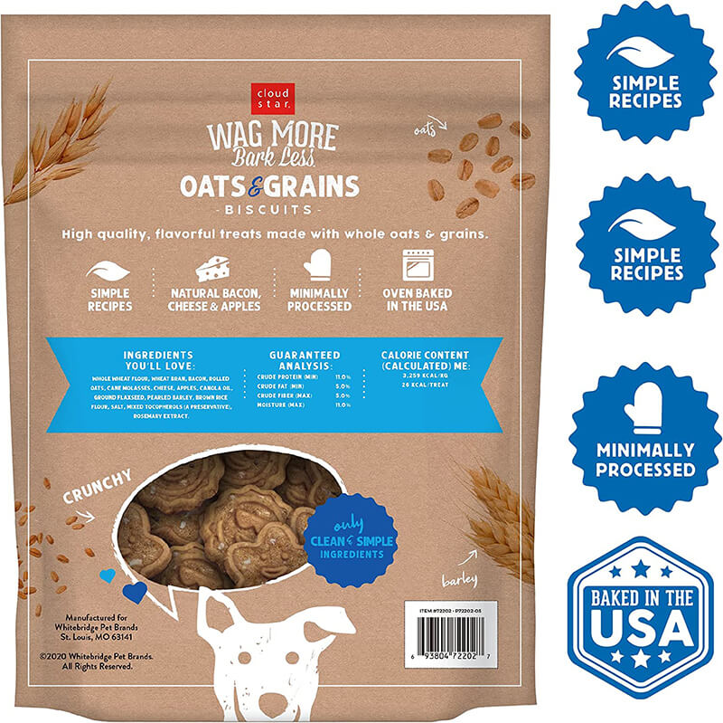 Wag More Oats & Grains Biscuits Bacon, Cheese & Apple