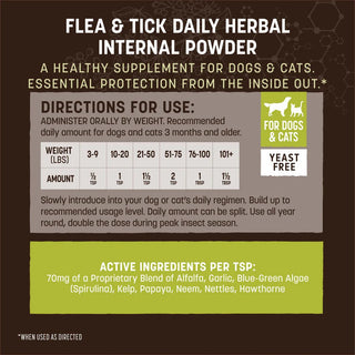 Earth Animal Flea & Tick Internal Herbal Powder (Yeast-Free), 8 oz