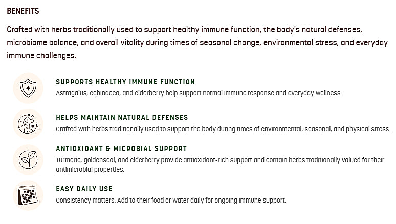 Earth Animal Immune Support Herbal Supplement
