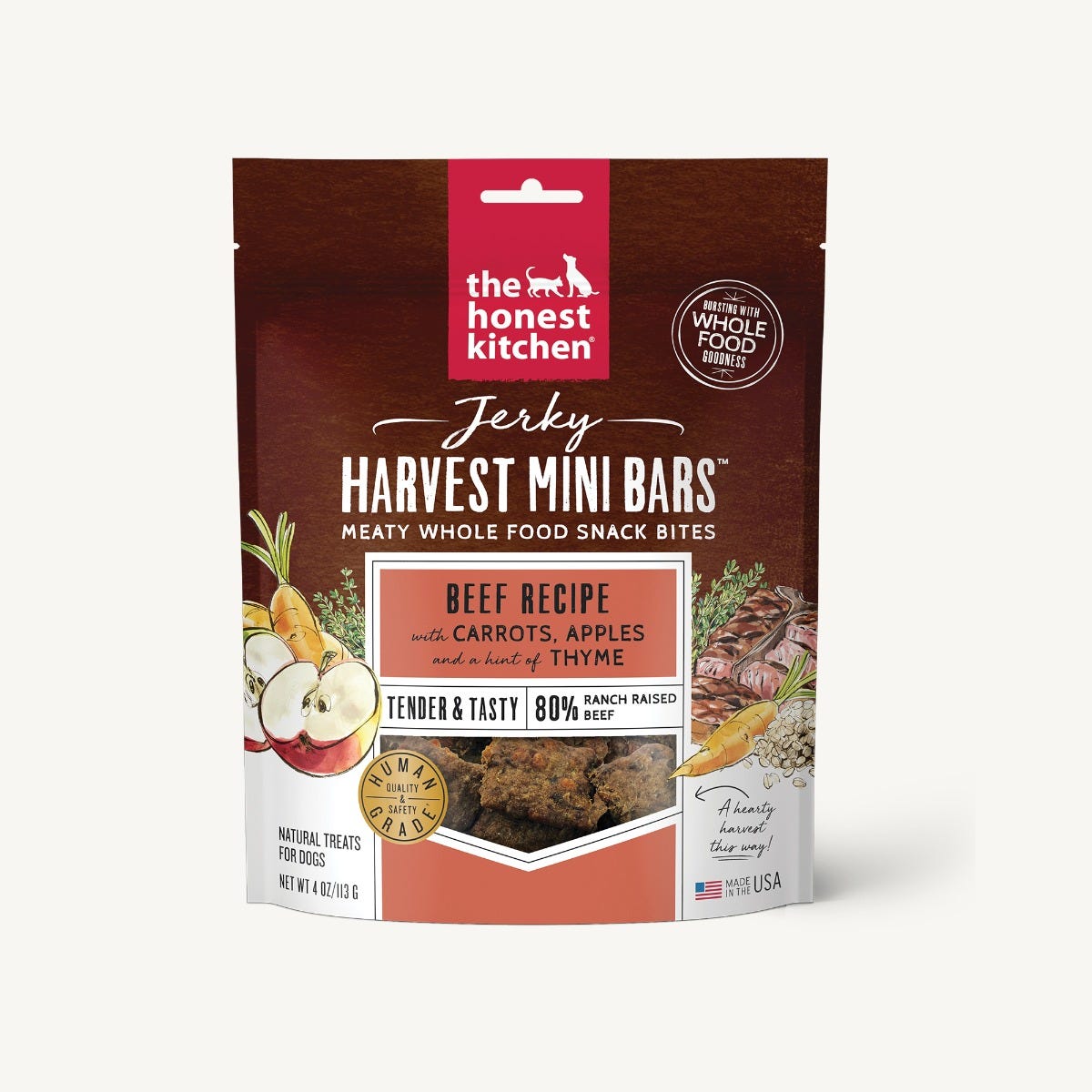 The Honest Kitchen Jerky Harvest Mini Bars Beef with Carrots & Apples