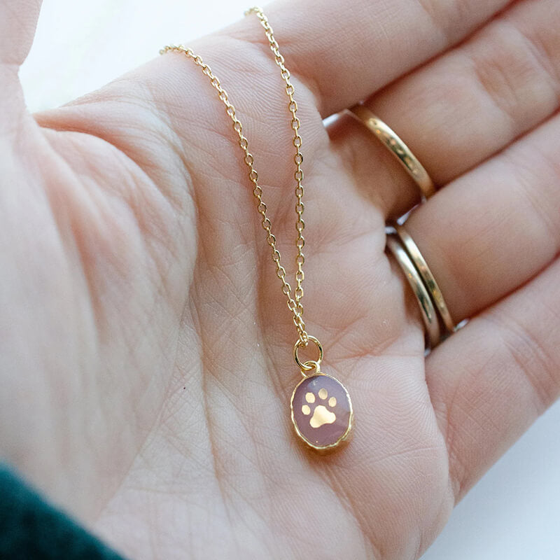 Jill Makes Paw Print Gemstone Necklace