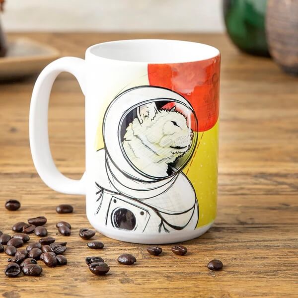 Two Little Fruits Space Cat Coffee Mug