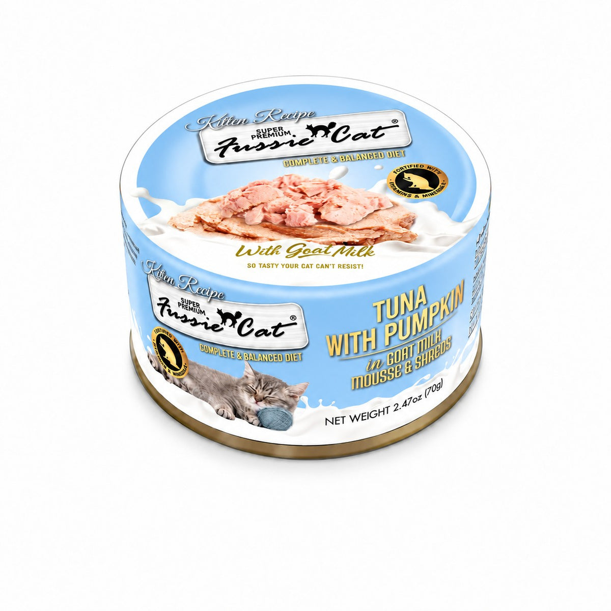 Fussie Cat Kitten Tuna with Pumpkin in Goat Milk Mousse & Shreds