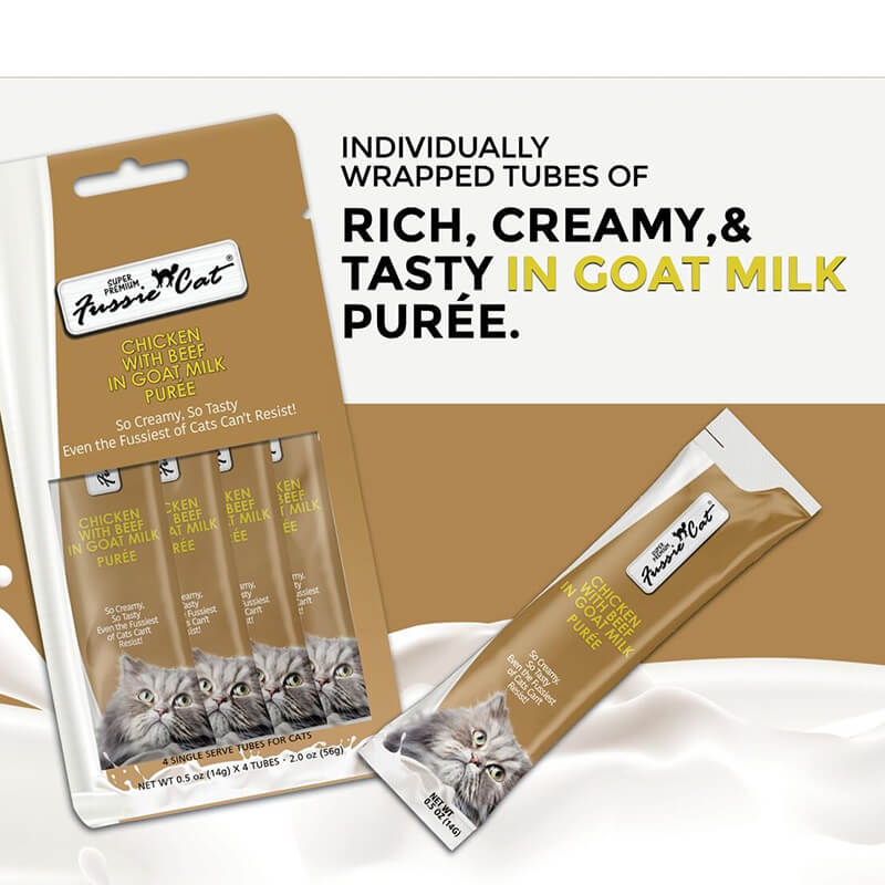 Fussie Cat Puree in Goat Milk Chicken & Beef
