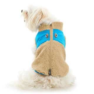 Gooby Zip Up Two-Tone Sherpa Vest Cream