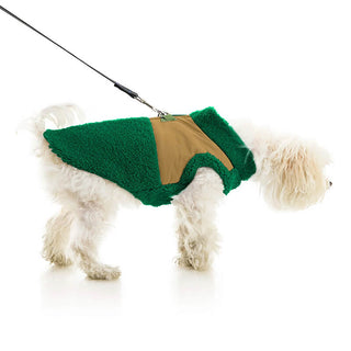 Gooby Zip Up Two-Tone Sherpa Vest Forest Green
