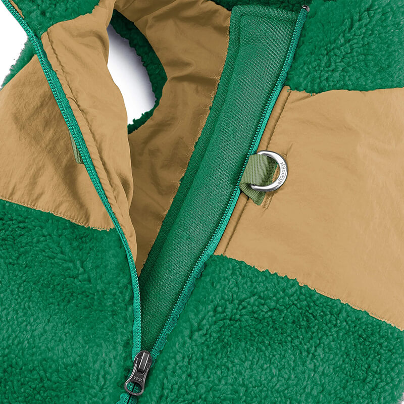 Gooby Zip Up Two-Tone Sherpa Vest Forest Green