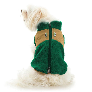 Gooby Zip Up Two-Tone Sherpa Vest Forest Green