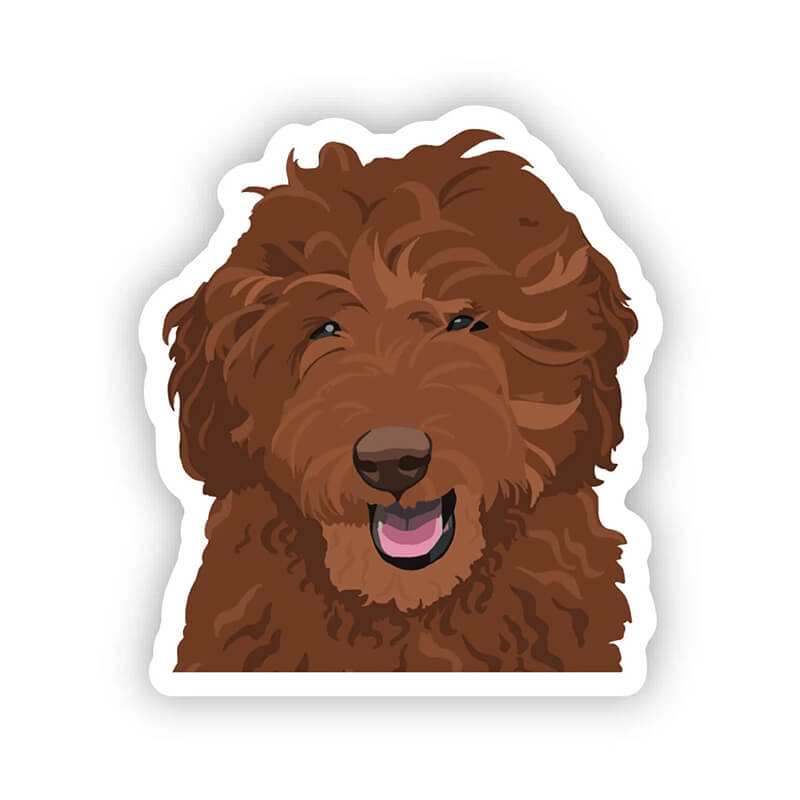 Happy Sploot Designs Vinyl Sticker - Brown Goldendoodle