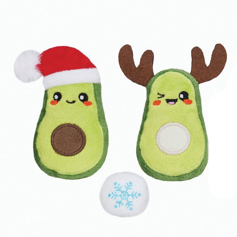 HugSmart Holiday Feline Avocado Christmas Toy Set