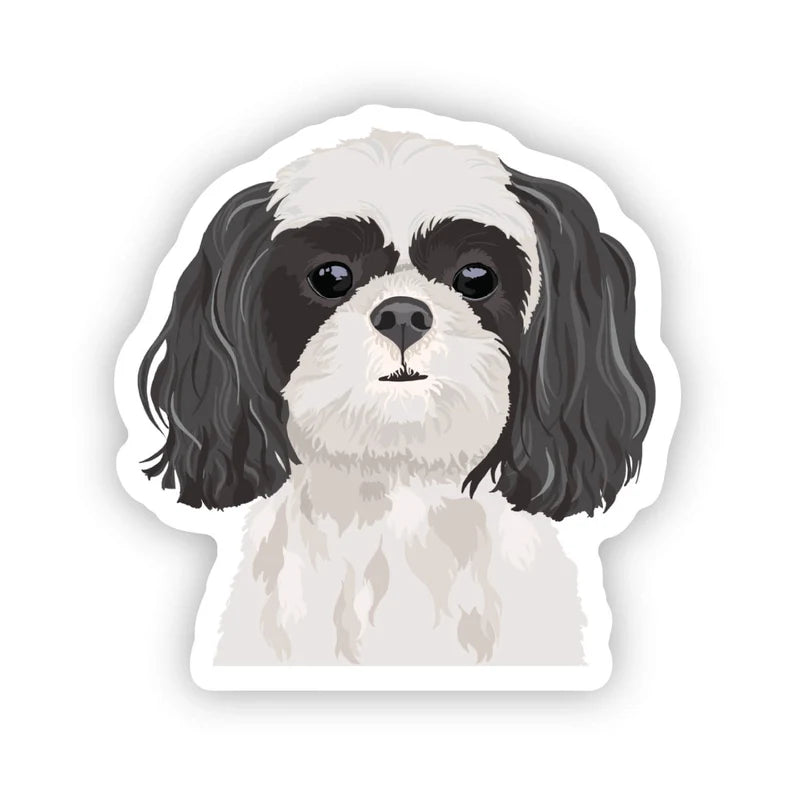 Happy Sploot Designs Vinyl Sticker - Shih Tzu Black & White
