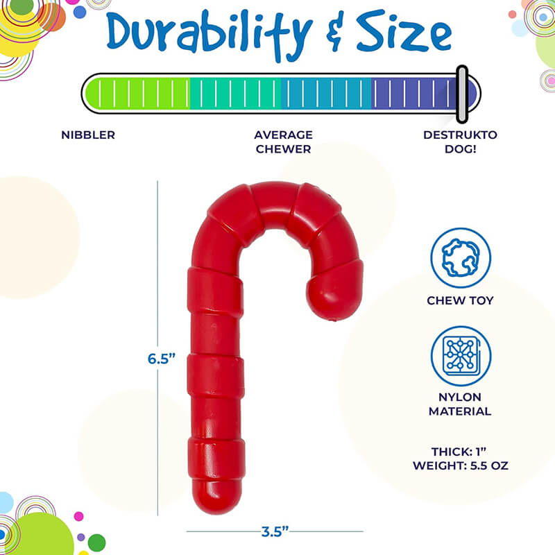 SodaPup Durable Nylon Candy Cane Chew Toy