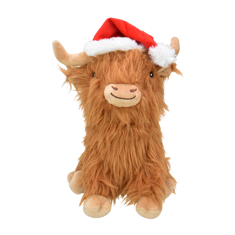 Multipet Holiday Highland Cow With Santa Hat