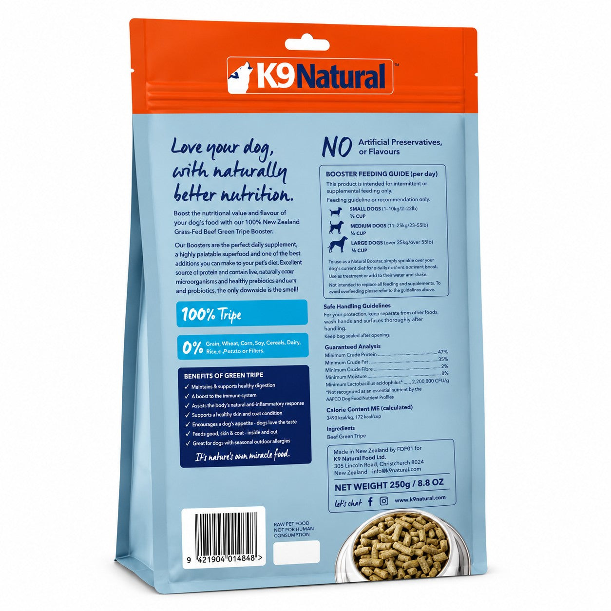 K9 Natural Beef Green Tripe Freeze-Dried Booster for Dogs