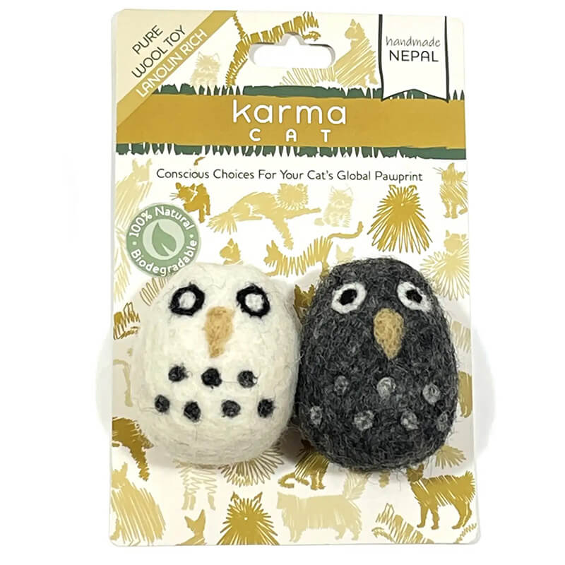 Karma Cat Owl Wool Cat Toy 2-Pack