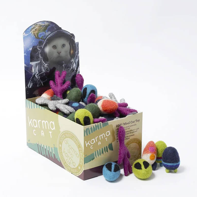 Karma Space Cat Assorted Aliens Wool Cat Toy