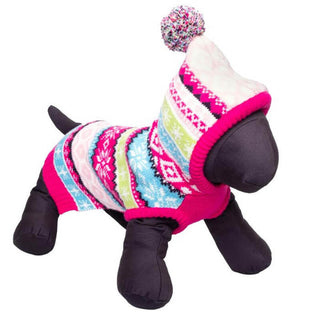 The Worthy Dog Pink Fairisle Hoodie Sweater