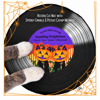 Crochet Kitty Halloween Record Mat - Smashing Pumpkittens