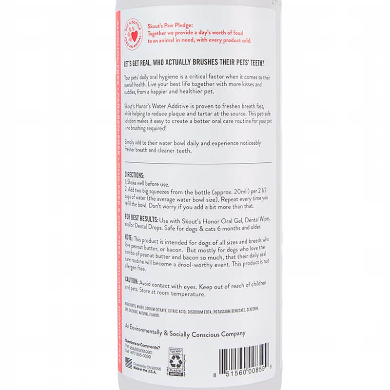 Skout's Honor Brushless Oral Care Water Additive Peanut Butter & Bacon
