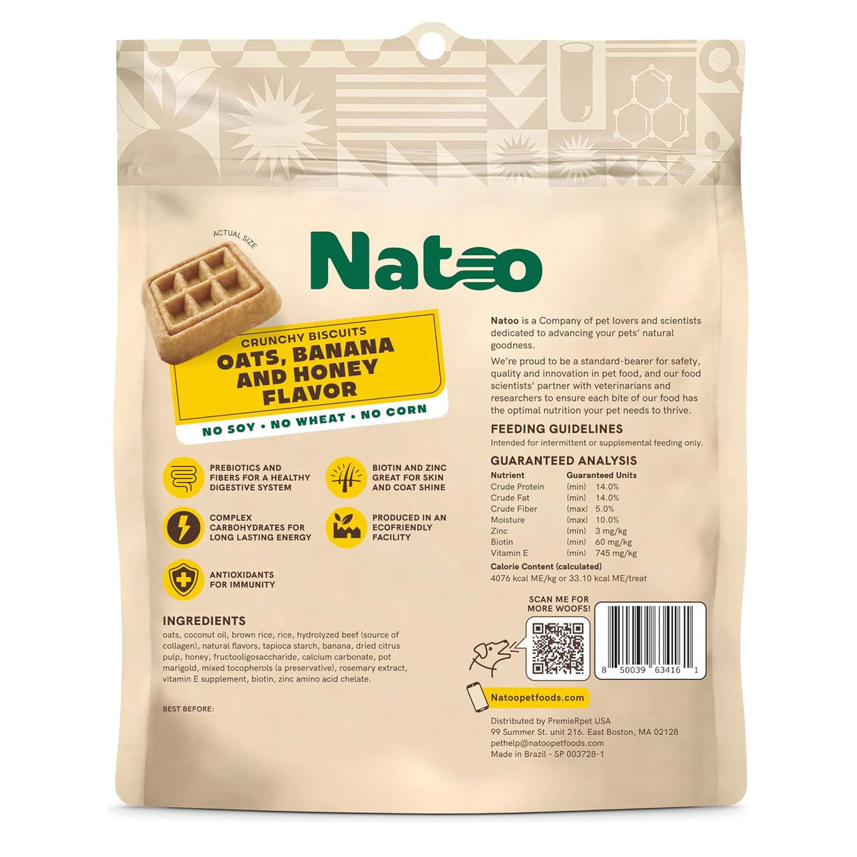 Natoo Crunchy Biscuits Oats, Banana and Honey BIG Bites