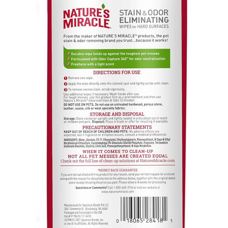 Nature's Miracle Advanced Stain and Odor Remover Wipes