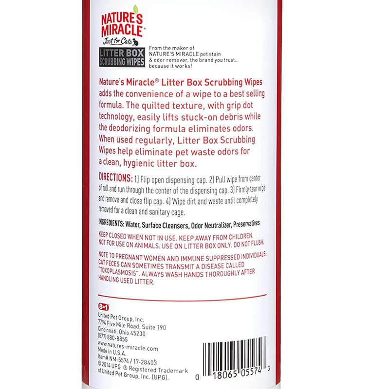 Nature's Miracle Litter Box Scrubbing Wipes
